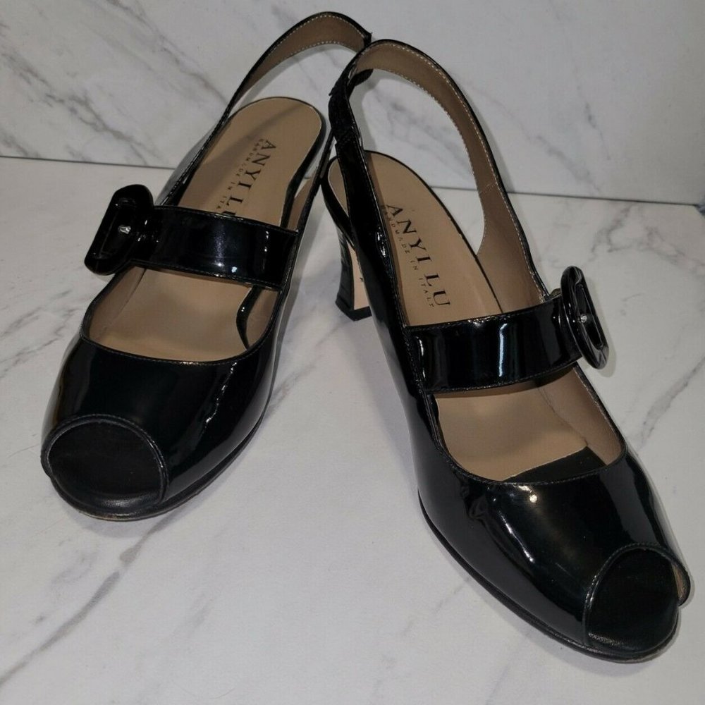 Anyi Lu Womens Black Mary Jane Tulip Slingback 8